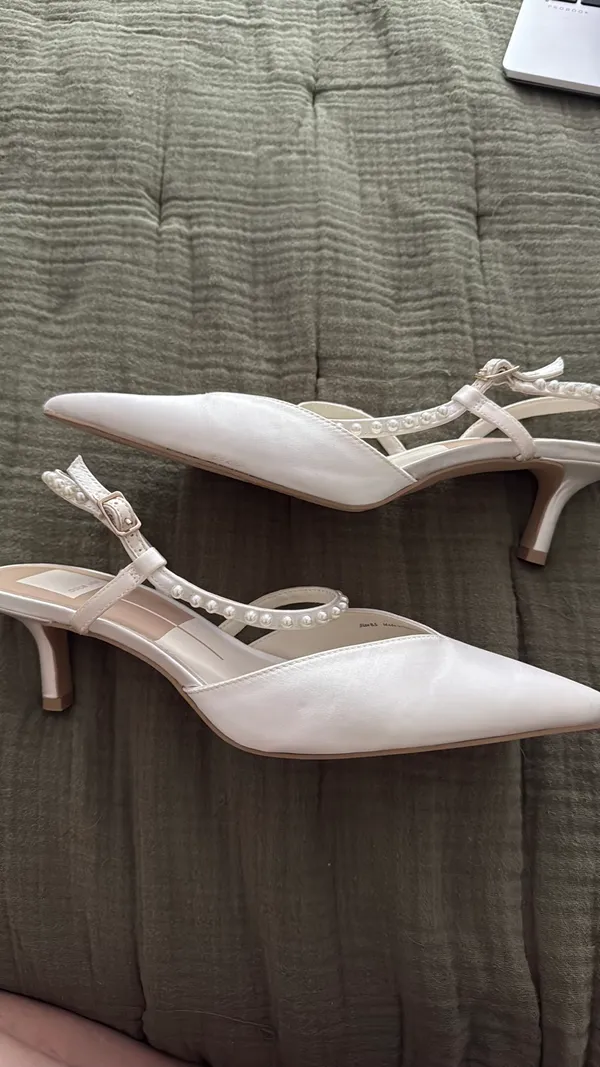 DV by Dolce Vita White Satin Kitten Heels - Image 6