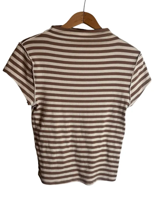 Free People We The Free Brown Lola Striped Tee Large - Image 2