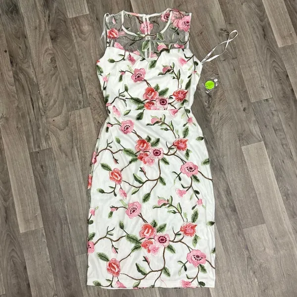 Premier Amour Cherry Blossom Embroidered Sheer Mesh Cocktail Dress 2 NWT - Image 2