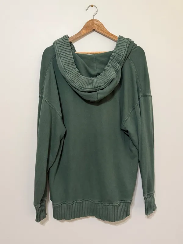 Aerie Down To Earth Henley Hoodie Oversized Fleece Green Size Small Oversized - Image 6