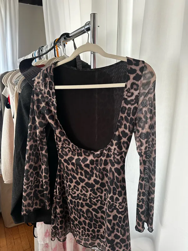 SheIn Open Back Cheetah Print Dress - Image 2