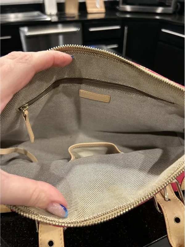 Dooney & Bourke Burning Red W/ Ivory Initials Dome Satchel - Image 5