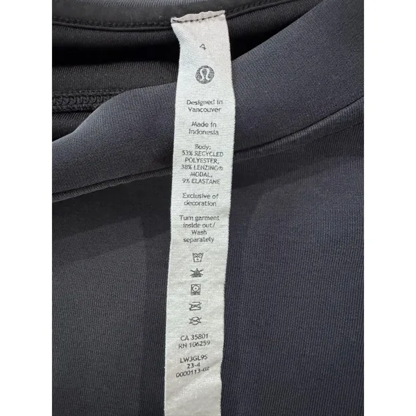 Lululemon Sweatshirt Black Cropped Crewneck Pullover Size 4 Cozy Athleisure Top - Image 5