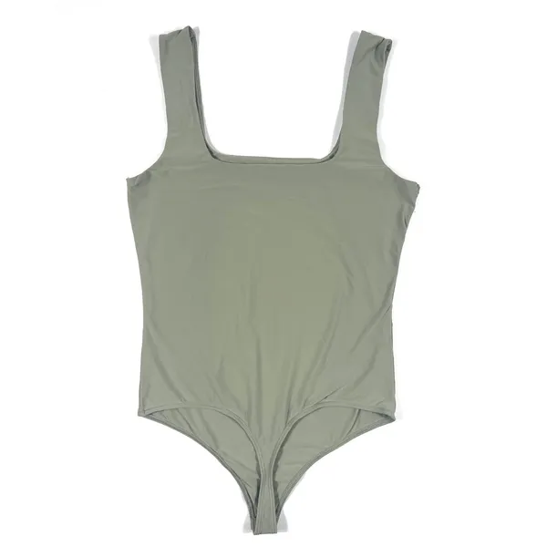 Abercrombie & Fitch Womens Medium Sage Green Buttery Soft Square‎ Neck Bodysuit - Image 2
