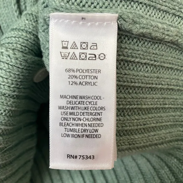 Happily Grey Cotton Clean Office Siren Academia Ribbed V-Neck Cardigan XS Green - Image 5