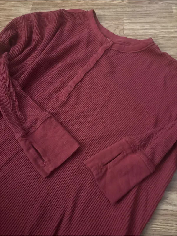 Aerie Offline Waffle Henley Long Sleeve Top Size Medium - Image 8