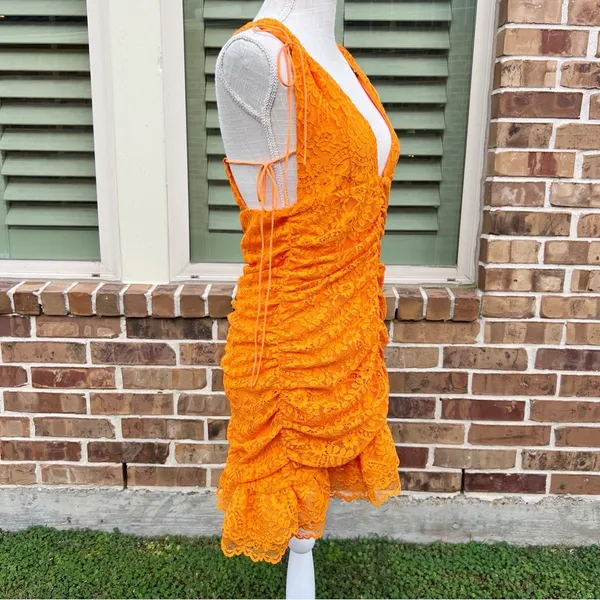 For Love And Lemons Bright Orange Jamie Lace Dress - Image 7