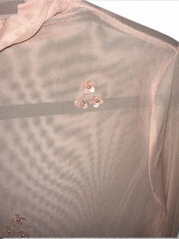 L Mesh Pink Embellished Top White Birch - Image 4