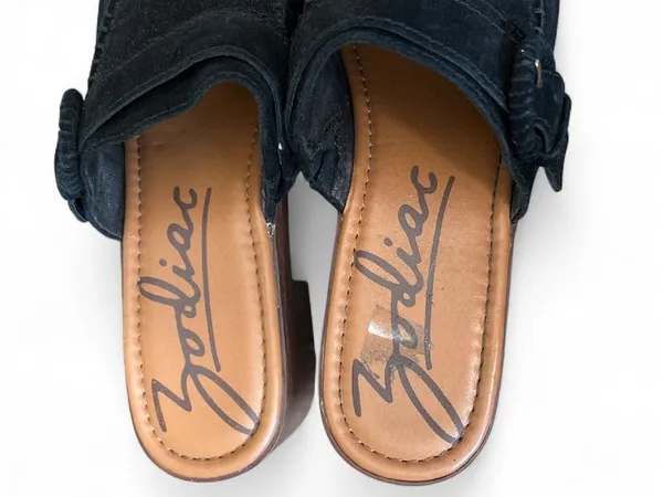 Zodiac Black Suede Slip-On Platform Clog Mules Block Heel Retro Women’s Size 10 - Image 5