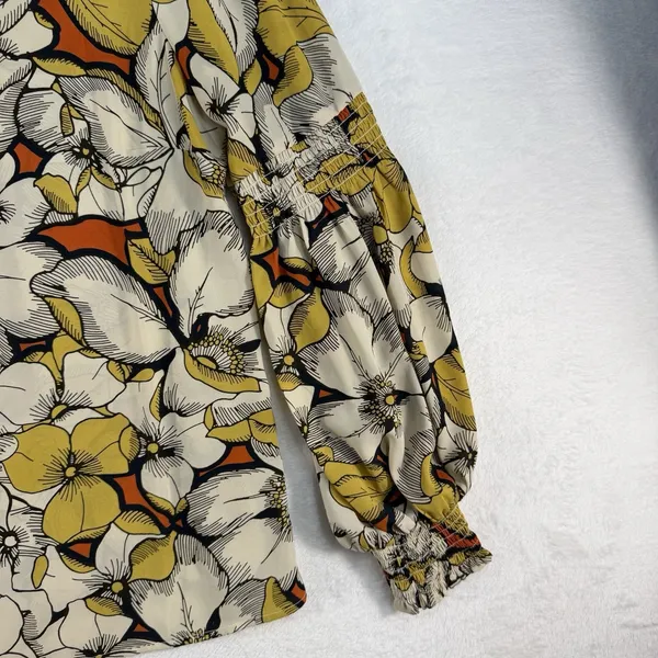 CAbi L Large‎ Sequel Blouse Floral V-Neck Smocked Poet Sleeves #3954 Women's - Image 5