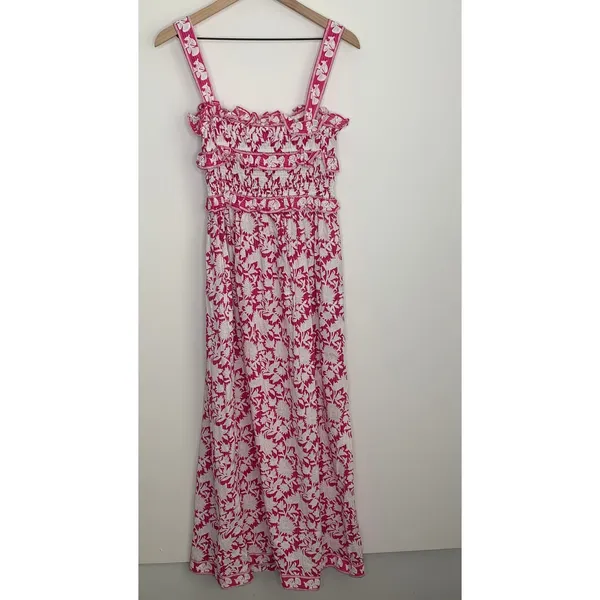 Saylor Denise Tiered Pink Floral Maxi Womens Dress Small - Image 5
