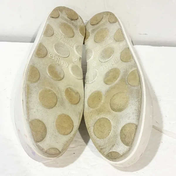 Mel dreamed by Melissa White Rubber White Glossy Shoes‎ w/ Rainbow Tabs Size 7 - Image 6
