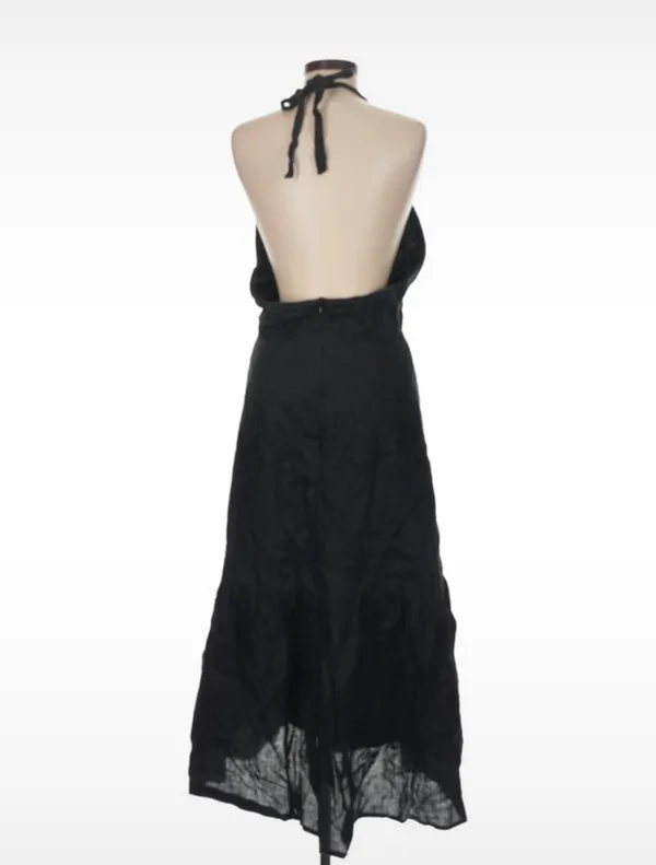 100% linen halter neck dress Black Size 6 - Image 2