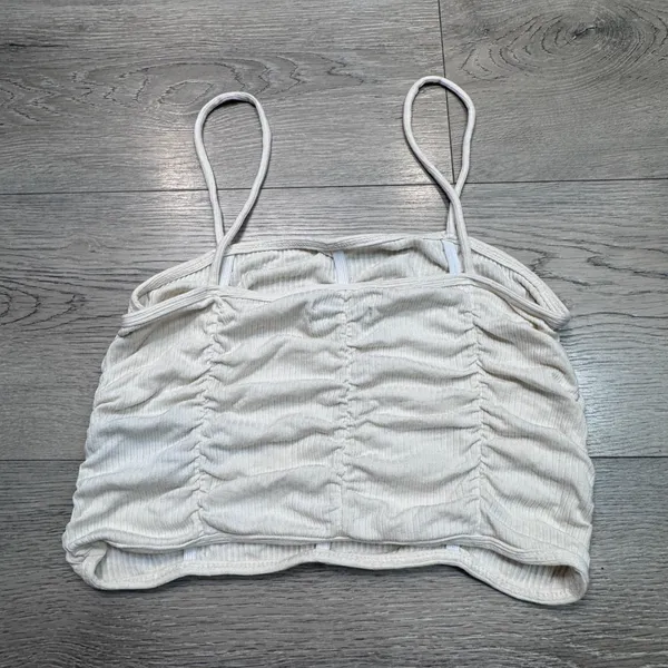 Urban Outfitters Womens Ruched Ribbed Cami Tank Top Cream‎ Large L - Image 2
