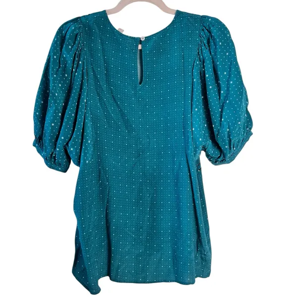 Anthropologie Dolan Green Blouse‎ Puff Sleeves Small Boho Casual - Image 2