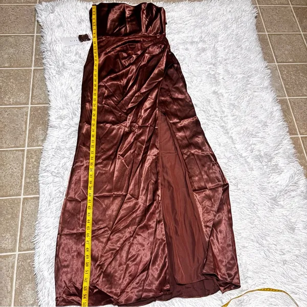 Azazie Chocolate Strapless Gown - Image 5