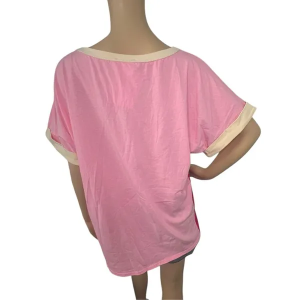 NWT Bibi Pink And Cheetah Print Color Block Loose Fit T-Shirt - Image 5