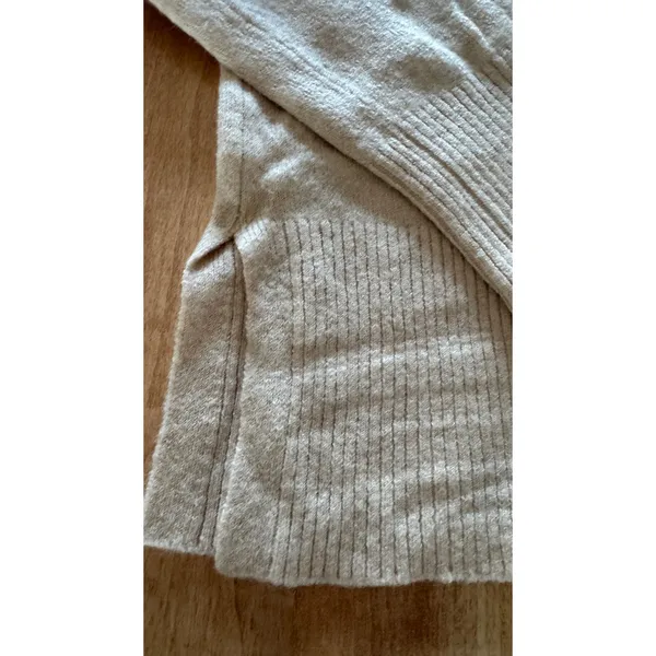 J.Crew Womens XS Beige Merino‎ Wool Alpaca Blend Turtleneck Sweater Side Slit - Image 2