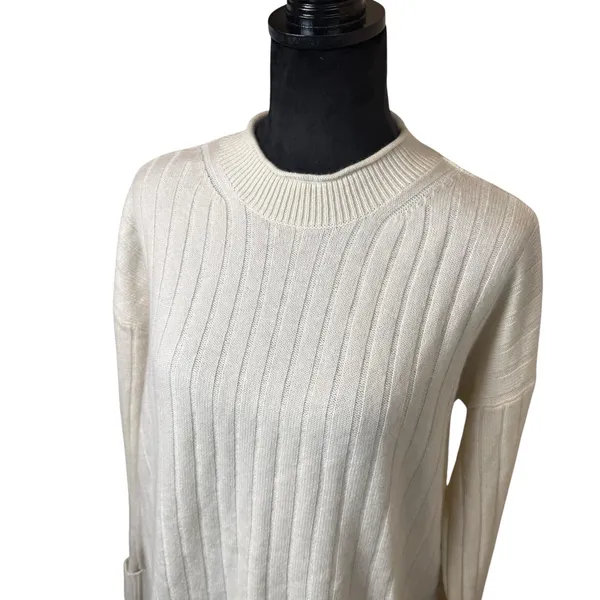 Banana Republic Womens Ivory Ribbed Roll Neck Sweater Merino Wool Cashmere Small - Image 3