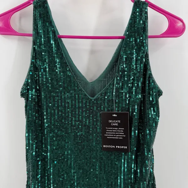 Boston Proper Tank Top Size XXS Sequin Emerald Green Cocktail Holiday Party NWT - Image 7