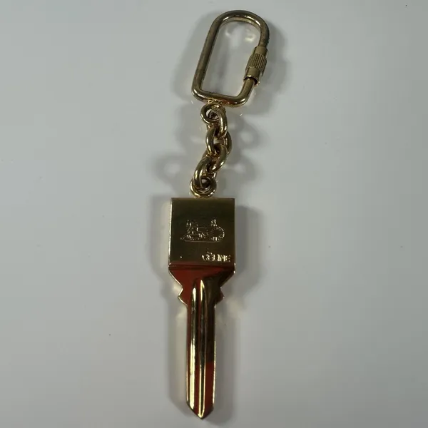 CELINE Keychain Womens One Size Gold Key Shape Horse Carriage Logo Made Italy - Image 3