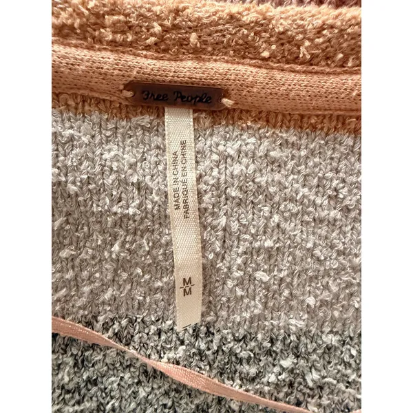 Free People Candyland Striped Pullover Sweater Ivory Soft Girl Knit Top Sz M - Image 5