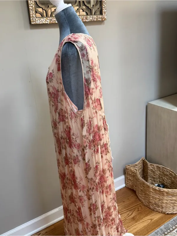 Vintage April Too! April Cornell ruffled floral flowy maxi sleeveless slip dress - Image 4