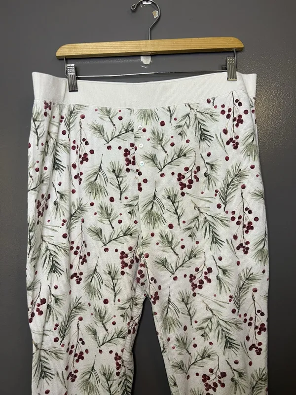 Stars Above Pajama Set Womens XXL White Berry Christmas Thermal Top Pants Lounge - Image 10