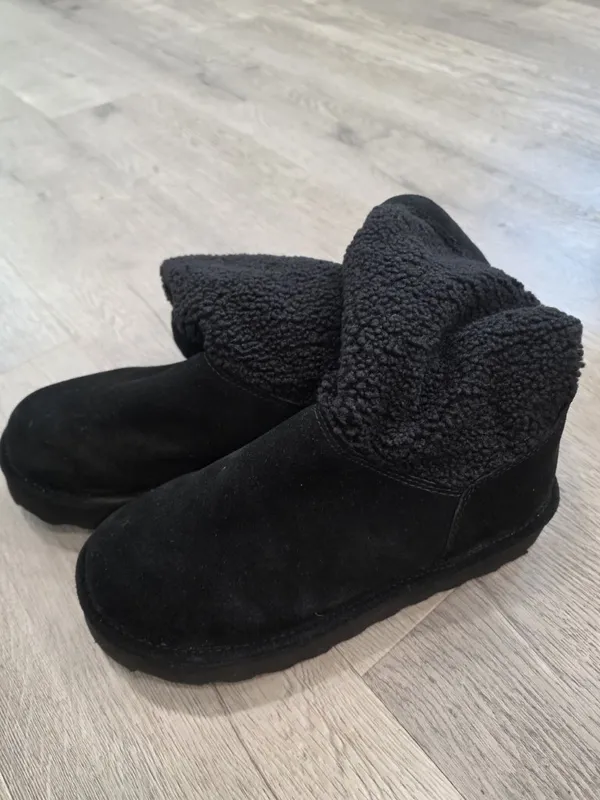 Bearpaw NWT Snuggle Murphy Platform Lo Boots Black Size 11W WIDE sherpa suede - Image 7