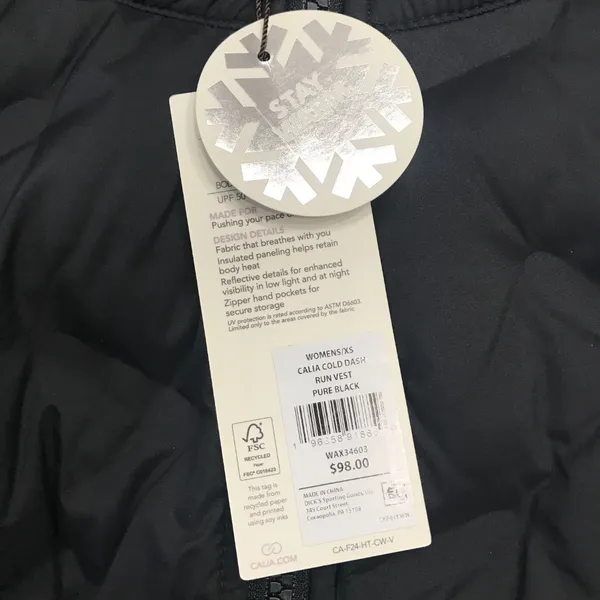 Calia Women's Cold Dash Run Vest in Pure Black size XS NWT - Image 4