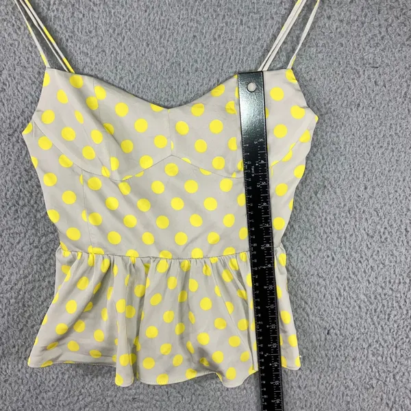 Zara Polka Dot Peplum Top Women S‎ Yellow Grey Sweetheart Bustier Cami Retro Pinup - Image 5