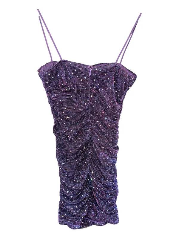 Lulu's Purple Sequin Ruched Slip Dress - Image 2