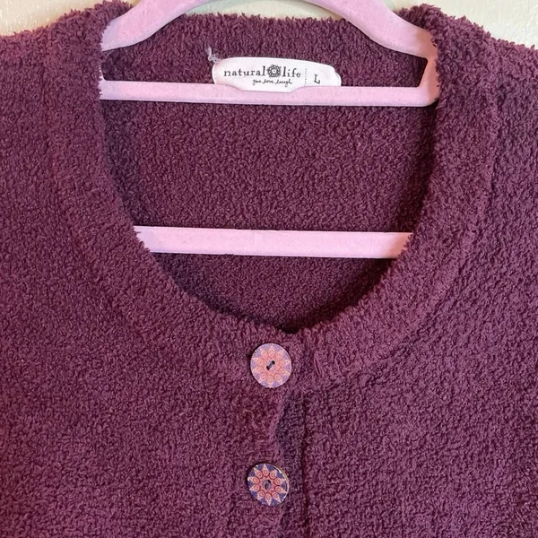 Natural Life Cozy Up Sweater Dress Purple Maroon Knit Cozy Long Sleeve Size L - Image 3