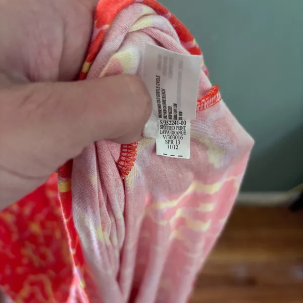 GAP SPOTTED PRINT LAVA ORANGE Abstract Maxi Dress Elastic Waist w/ Drawstring 2X - Image 5