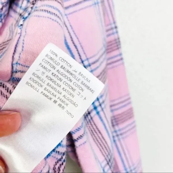 ADIKA‎ Plaid Mismatch Cropped Long Sleeve Shirt Small - Image 7