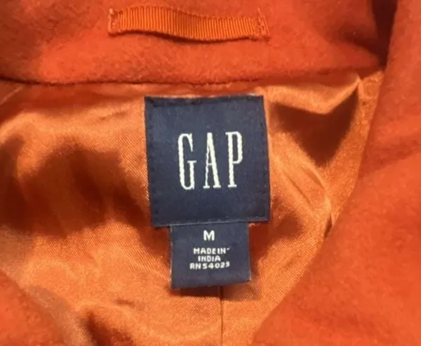 Gap Orange Wool Blend Toggle Pea Coat Jacket Women's Medium - Image 3