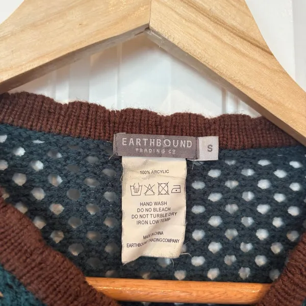 Earthbound Trading Co Teal Sun Crochet Crop Sweater Size Small‎ - Image 6