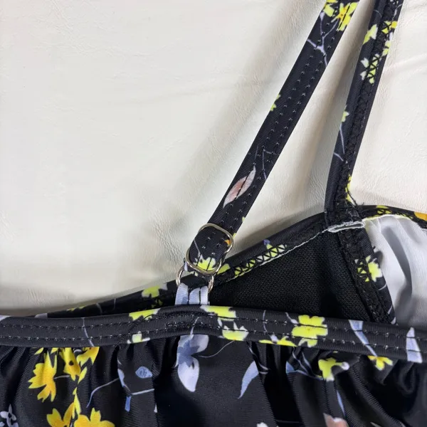 Fashion Womens Black Floral Off Shoulder‎ Ruffle One Piece Swimsuit Size L NWT - Image 10