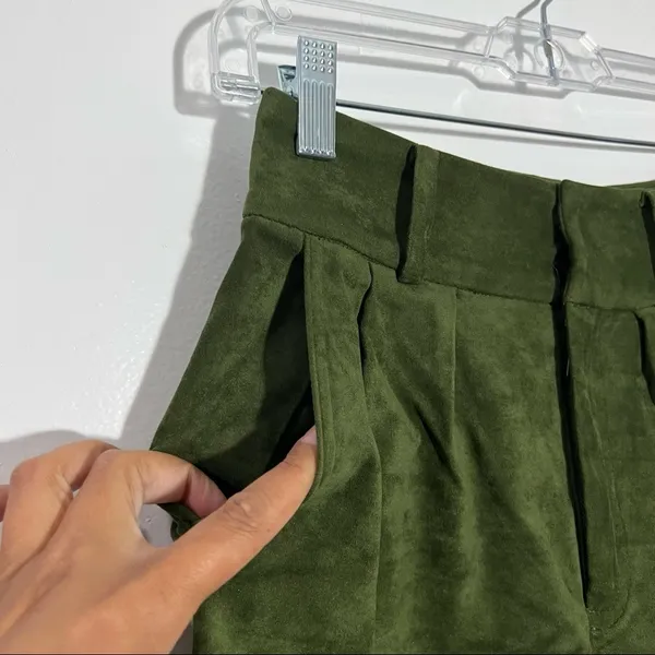Lovers + Friends Lilith Pants High‎ Waist Faux Suede Green XXS Quiet Luxury Fall - Image 5