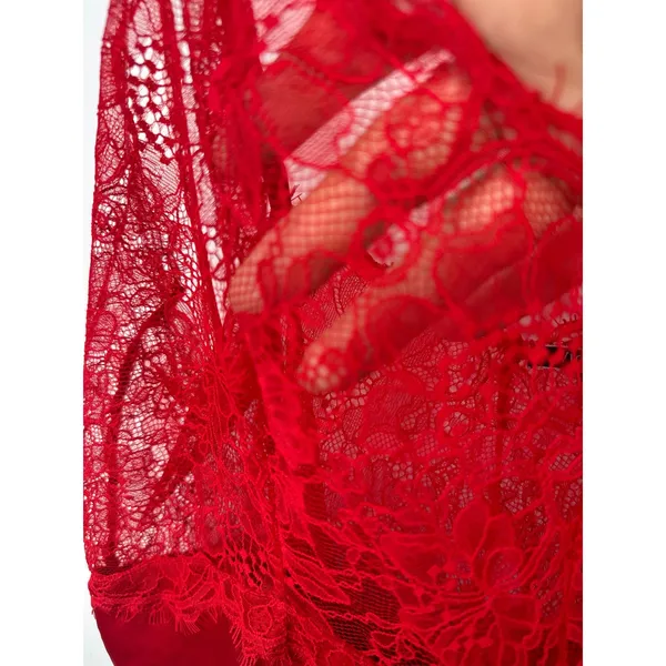 Victorias Secret Slip Dress Women XL Red Eyelash Lace Trim Satin Chemise Nightie - Image 4