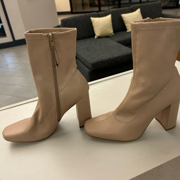 Boots Forever 21 Chic Beige Heeled Boots 7 1/2 - Image 2