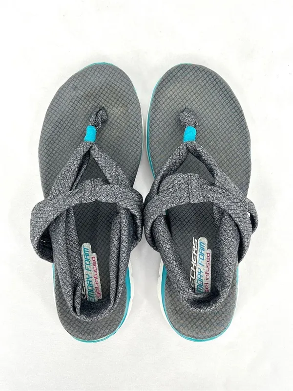 Skechers Cali Meditation Studio Gray Teal Slingback Toe Post Sandals Women’s 8 - Image 8