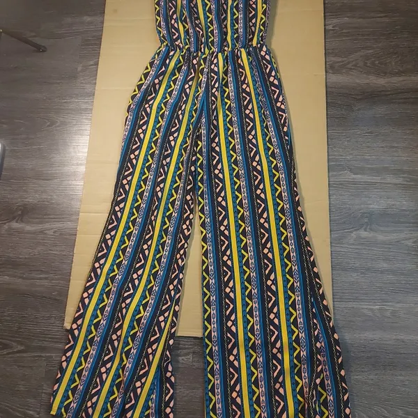 Rainbow Sandals Rainbow Strapless Multicolor Jumpsuit S Dopamine Rainbowcore Boho Coconut Girl - Image 3