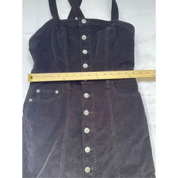 Free People Women’s Corduroy Jumper mini dress Black Size 28 - Image 5