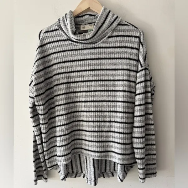 Anthropologie Saturday Sunday‎ Striped Pippa Hacci Turtleneck Sweater Top - Image 3