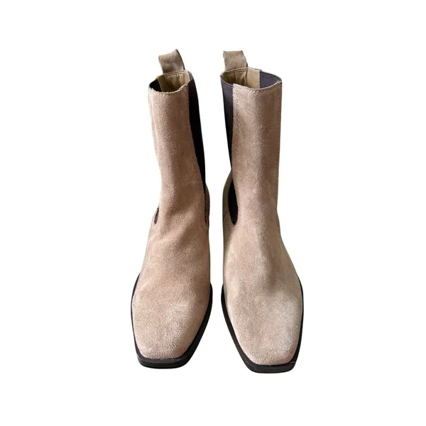 Nordstrom Rack Tan Leather Suede Western Chelsea Ankle Boots Square Toe 6.5 NEW - Image 3