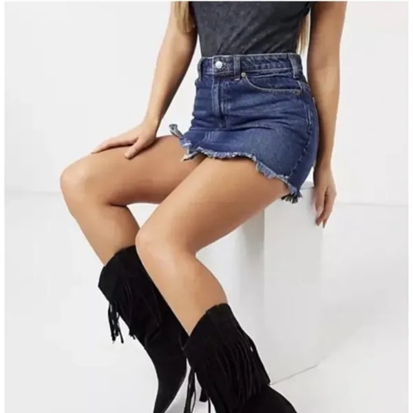 Free People High Waist Bailey Denim Mini skirt 26 - Image 2