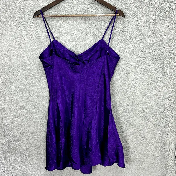 Adonna Slip Dress Women M Purple Jacquard Floral Mini Y2K Coquette Romantic‎ - Image 2
