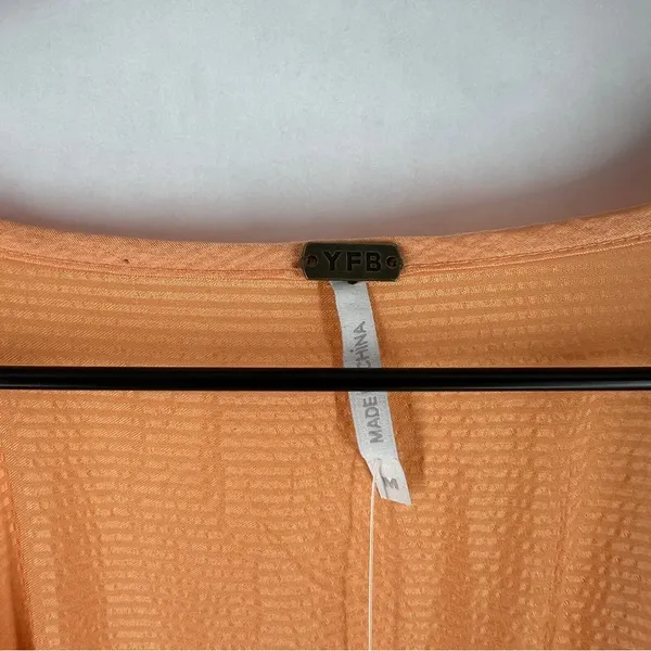 Young Fabulous & Broke Mara Dress Orange Plunging V-Neck‎ Satin Tiered Maxi M - Image 4