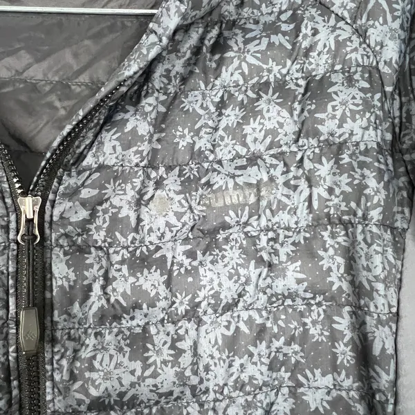 Columbia‎ Womens Gray Floral Quilted Full Zip Hooded Jacket XK0913 Size M - Image 6